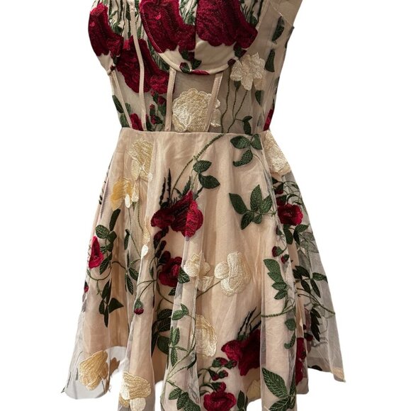 Floral Appliqué Window Panel Dress – Size 9/10 - Picture 3 of 4